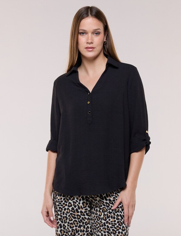 Blusa Holgada Triple Botón NEGRO