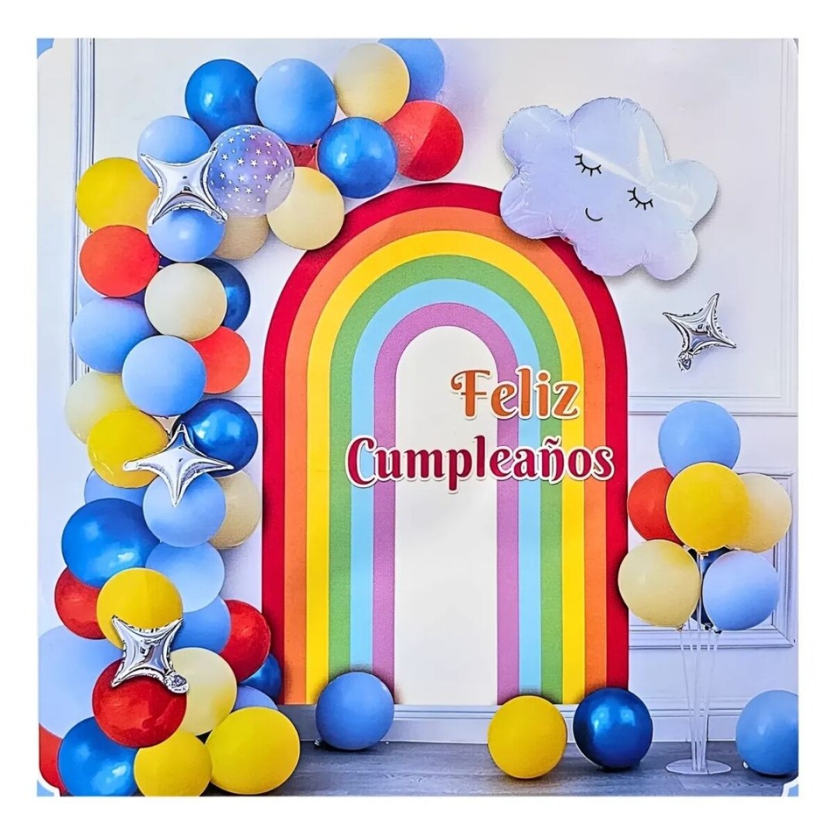 Set De Decoración Para Fiesta, Tema Arcoiris 