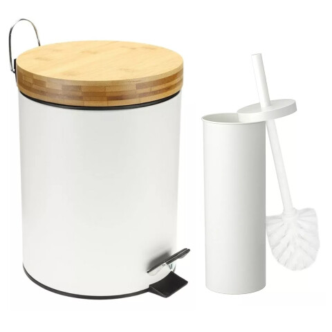 Tacho Cesto Basura 5 Litros Y Cepillo Baño Acero Papelera Imback Color Blanco Tacho Cesto Basura 5 Litros Y Cepillo Baño Acero Papelera Imback Color Blanco