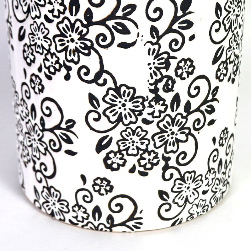 JARRON CERAMICA BLANCO COMB C/TAPA 17X26CM Unica