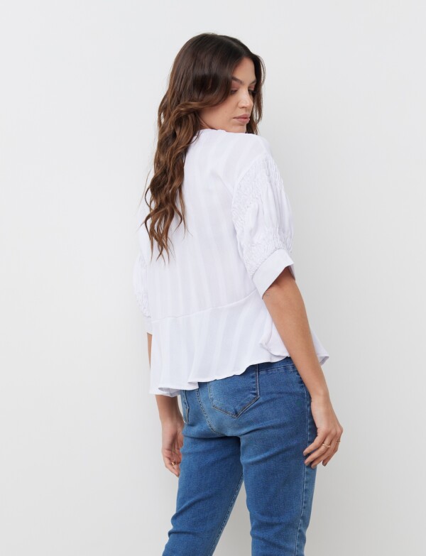 Blusa Manga Frunces BLANCO