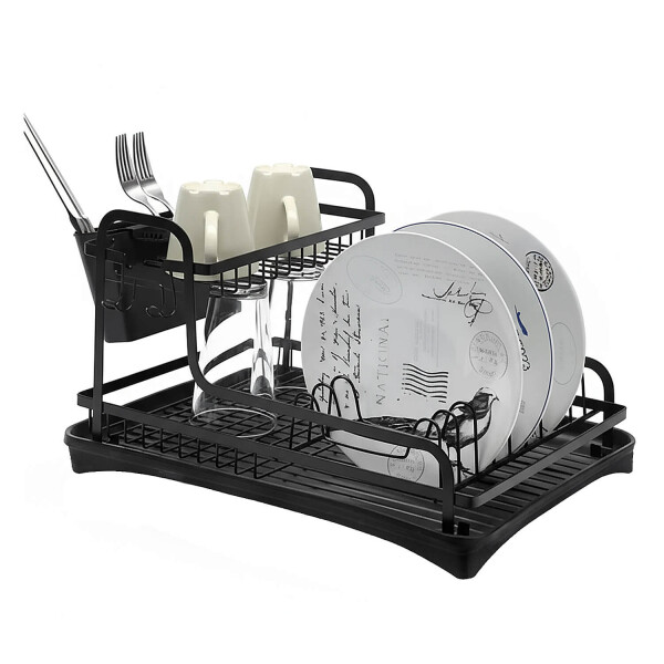 Escurridor Seca Platos Acero 2 Niveles Secador Con Bandeja Cocina Mesada Imback Color Negro Escurridor Seca Platos Acero 2 Niveles Secador Con Bandeja Cocina Mesada Imback Color Negro