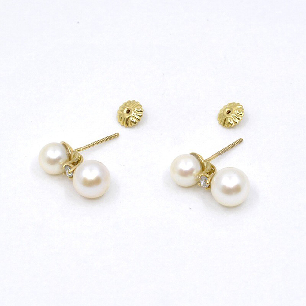 Caravanas En Oro 18K, Perlas Y Zirconias Caravanas En Oro 18K, Perlas Y Zirconias
