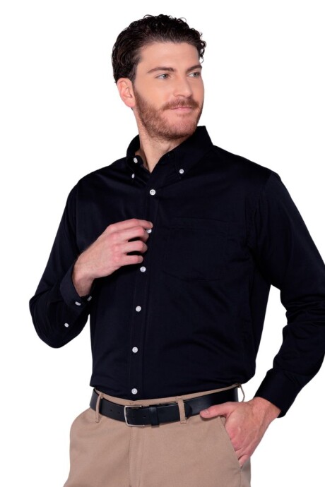 Camisa gabardina manga larga Negro