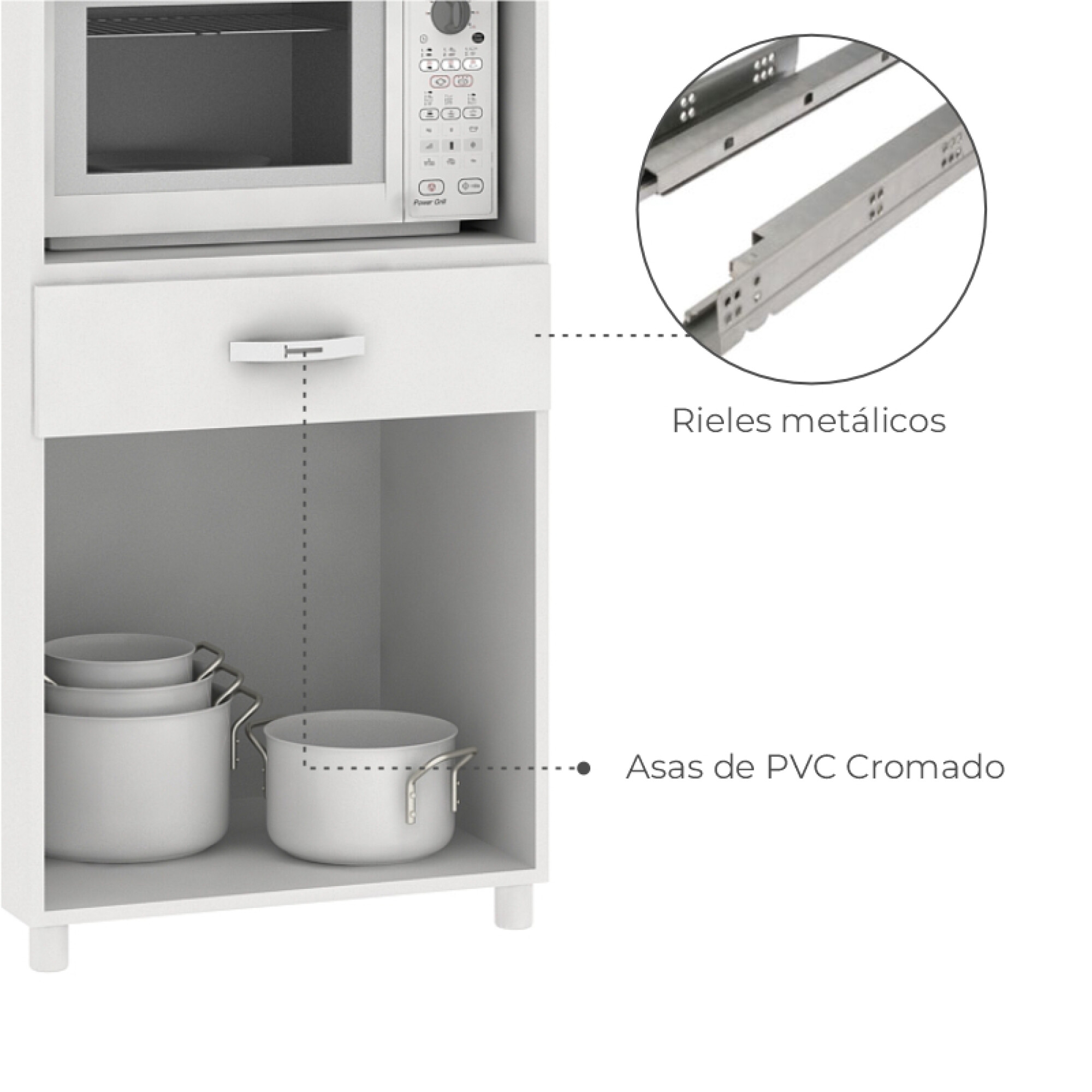 Mueble/Armario Auxiliar de Cocina para Microondas Blanco