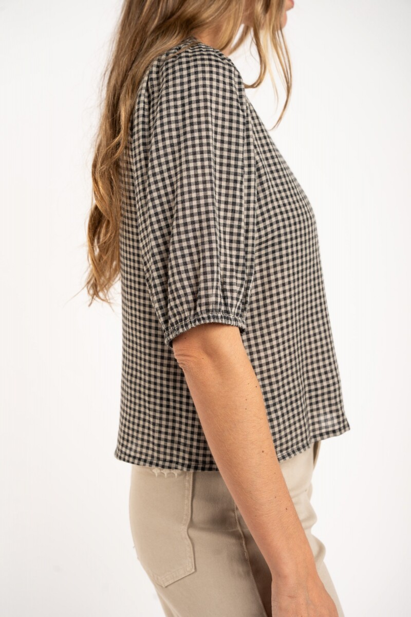 Blusa Gingham Negro