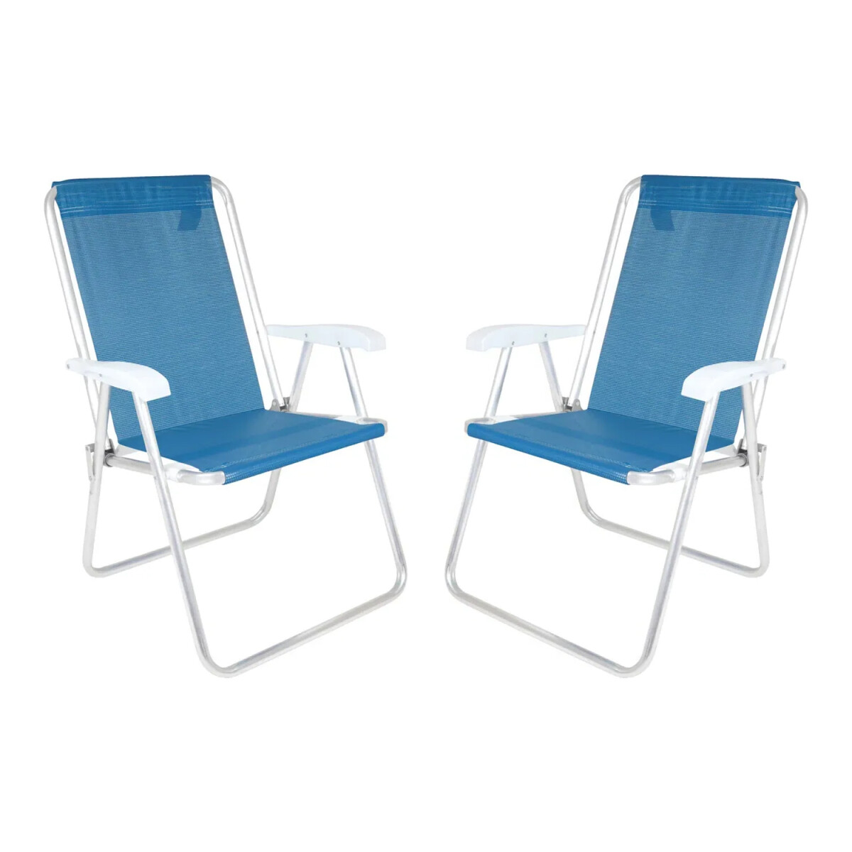 Set X2 Reposeras Mor Sillas Altas Plegables Aluminio 120kg - Azul 