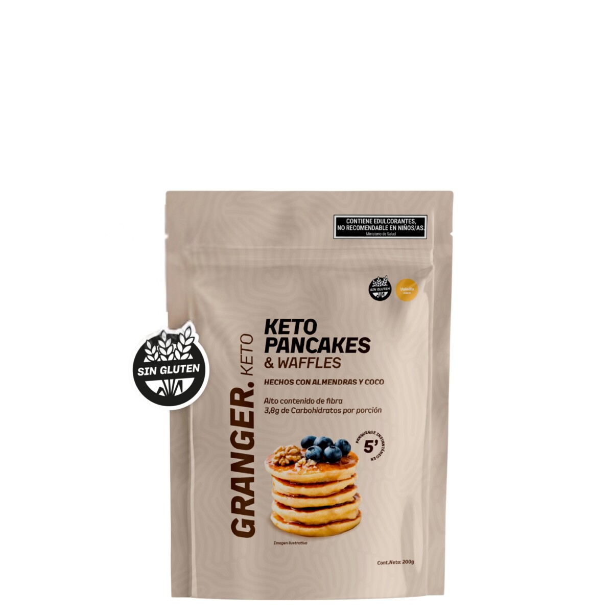 Keto Pancakes & Waffles Premezcla - Sabor Vainilla GRANGER. Keto 200g 