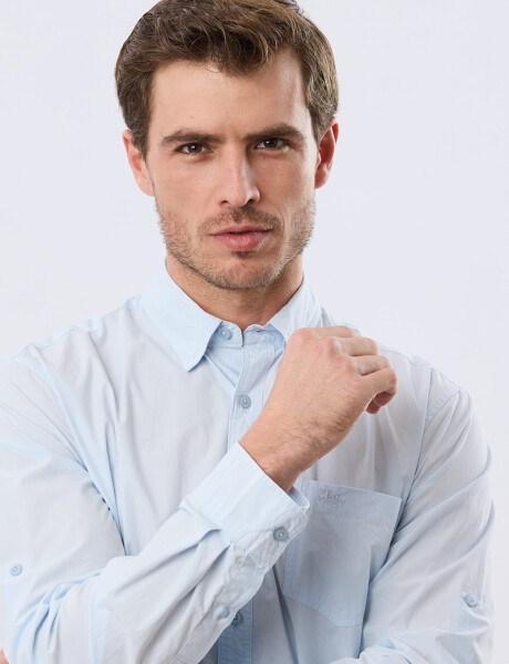 CAMISA CUADROS DE ALGODÓN Celeste