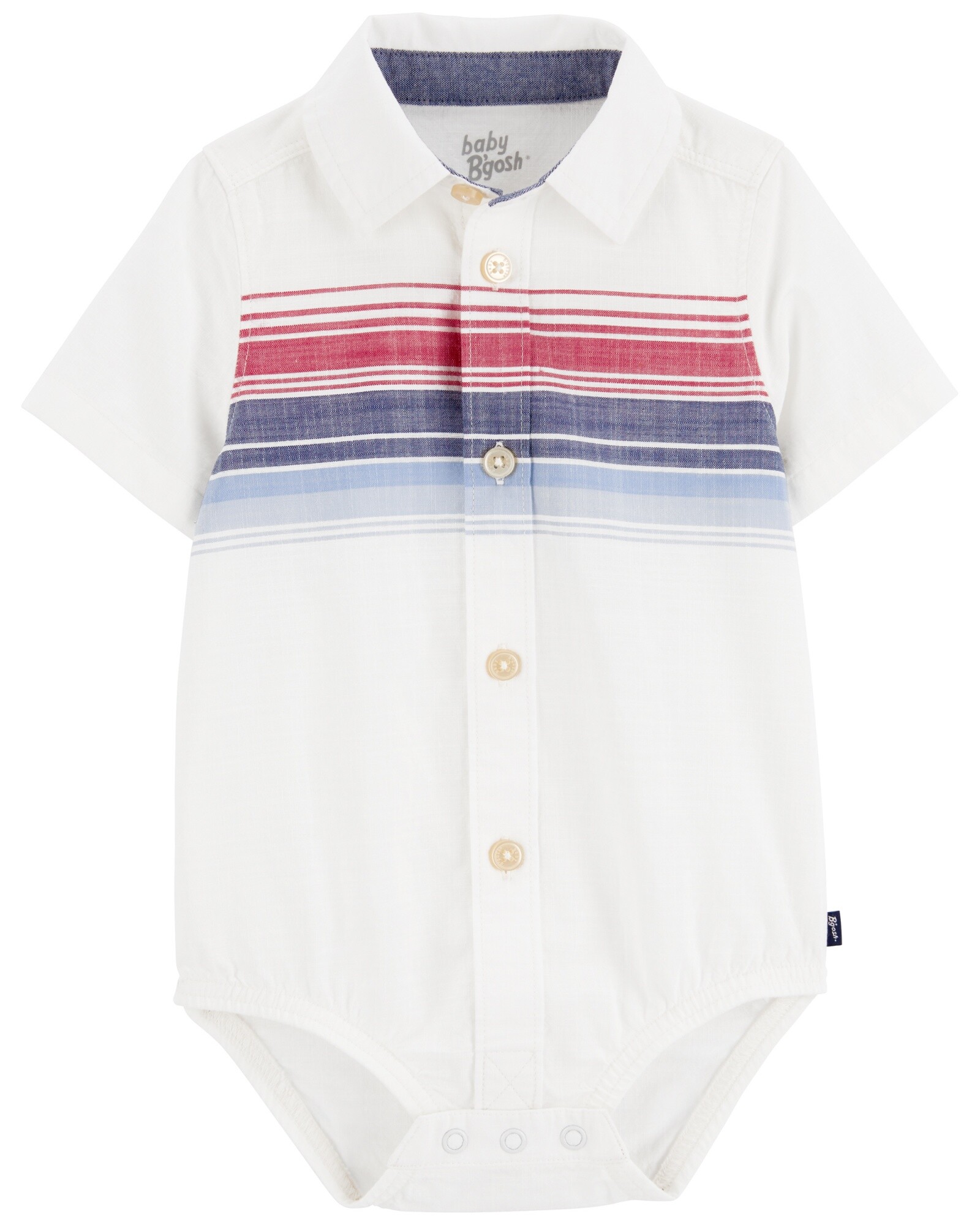 Body de popelina, tipo camisa, diseño a rayas Sin color