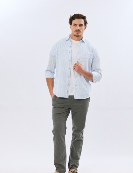 PANTALÓN DE LINO CON CINTURA ELASTIZADA Verde Oscuro
