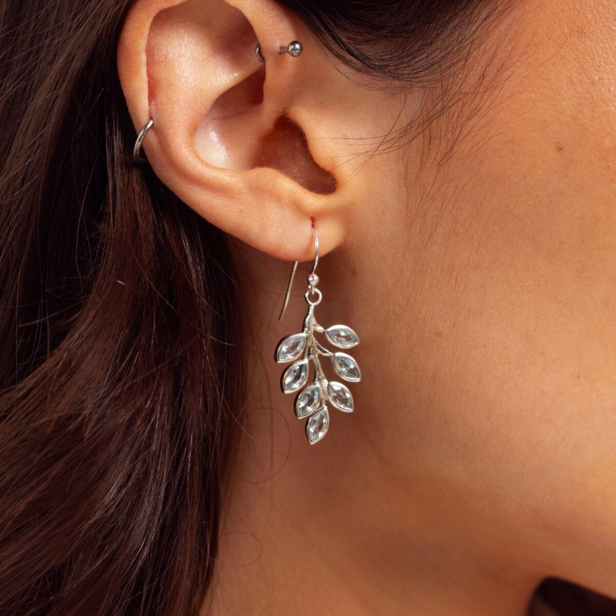 Caravanas Nature Leaves - Plata 925 