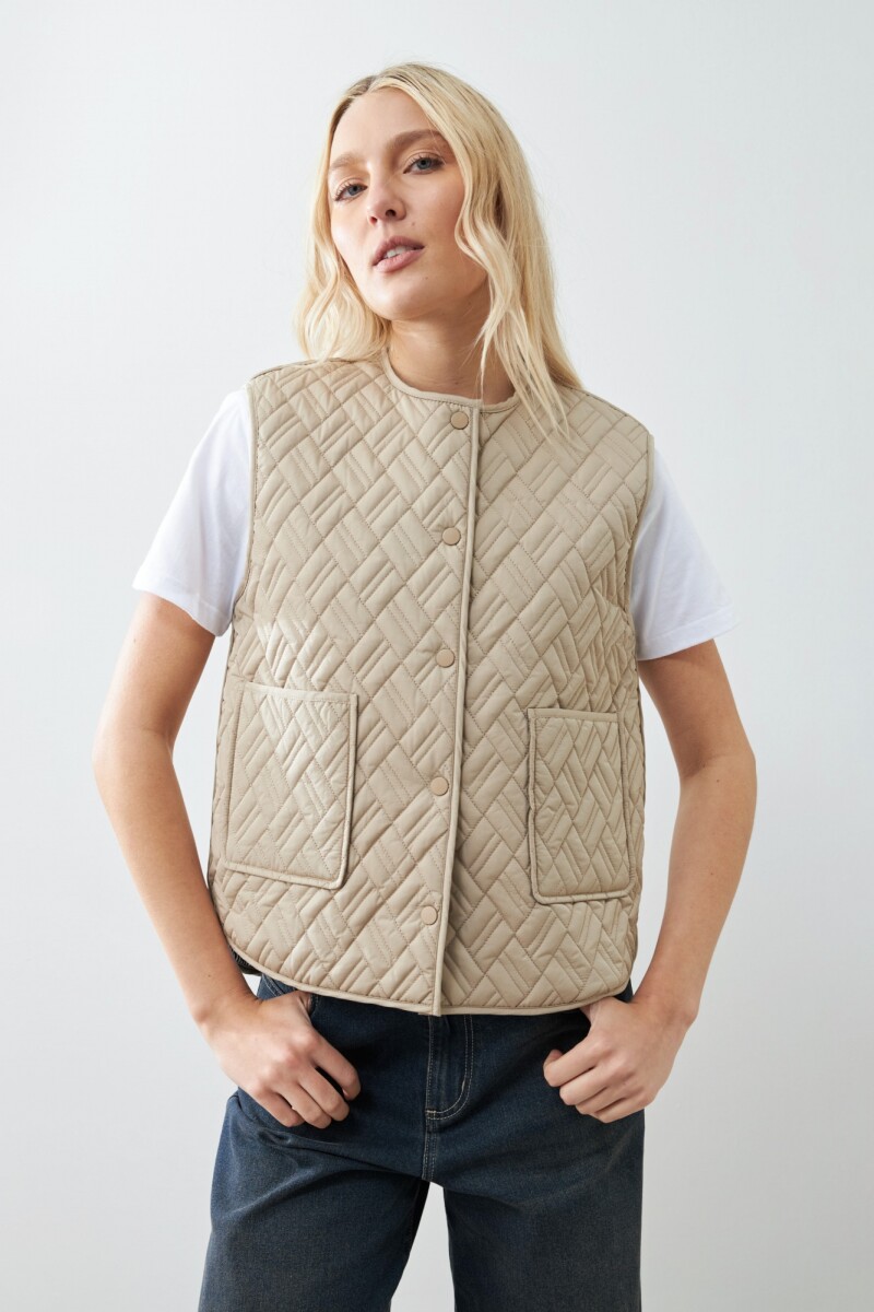 Chaleco capitoneado reversible tostado