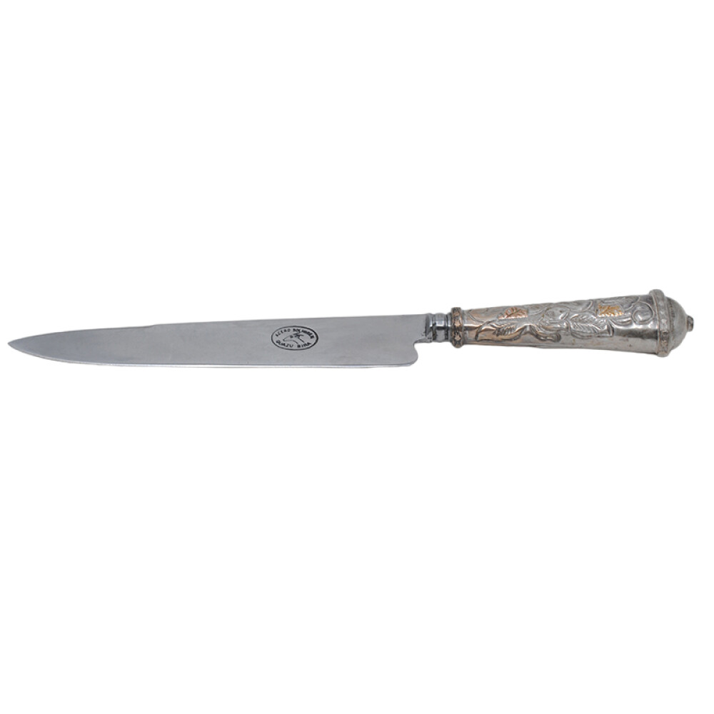 Puñal Hoja 18 Cm, Cabo De Plata Y Oro, Vaina De Cuero Puñal Hoja 18 Cm, Cabo De Plata Y Oro, Vaina De Cuero