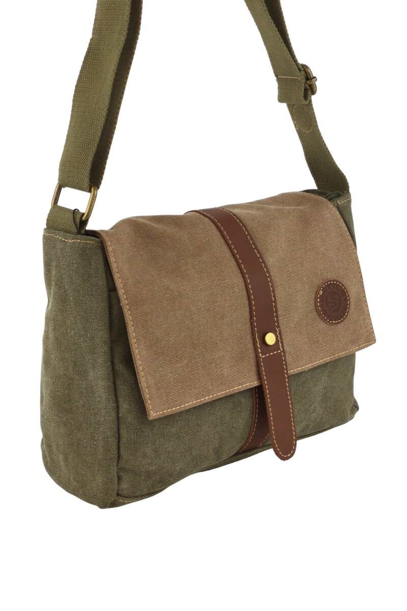 Morral de lona Verde con Marrón