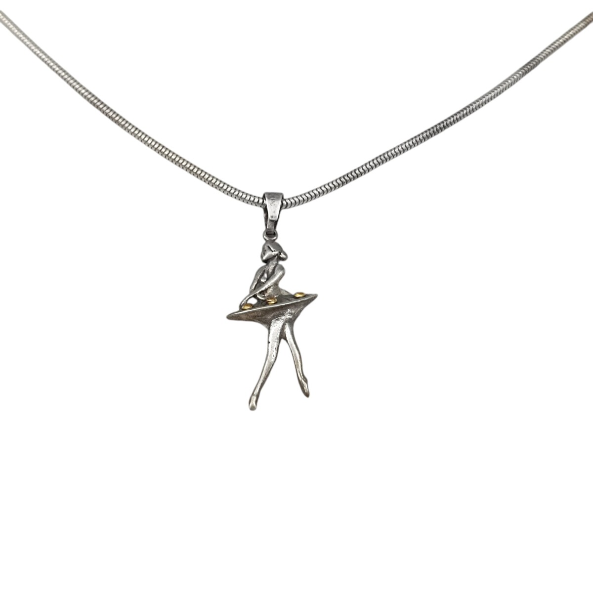 Dije Bailarina plata quemada-Plata y Oro-Sin piedra-CP5290 - sinpiedra 