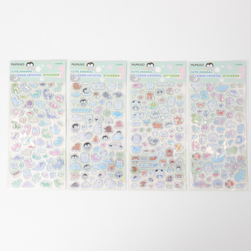 STICKERS LÁSER DE CRISTAL CON ANIMALES CUTE STICKERS LÁSER DE CRISTAL CON ANIMALES CUTE