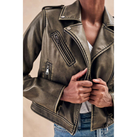 Campera Cuero Vegano Lavado Safari Lavado