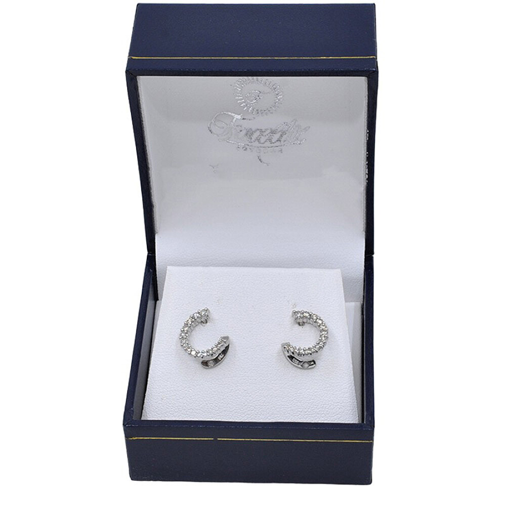 Caravanas En Oro 18K Blanco Y Brillantes Caravanas En Oro 18K Blanco Y Brillantes