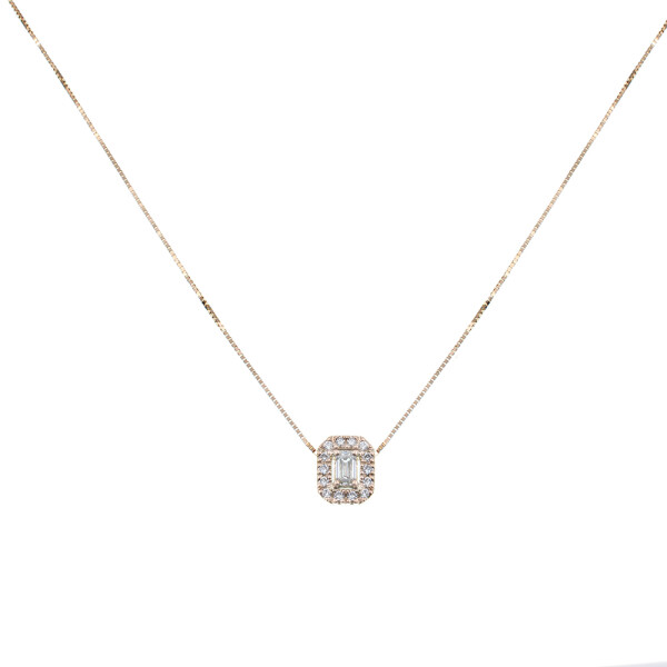 Colgante Fernanda V. en oro rosa 18k con brillantes, incluye cadena Colgante Fernanda V. en oro rosa 18k con brillantes, incluye cadena