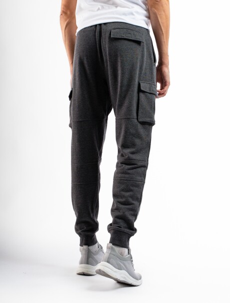 Pantalón Cargo de Felpa Gris Oscuro Melange