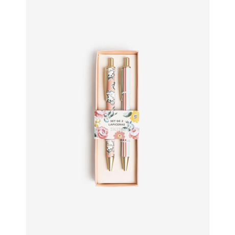 Set De 2 Lapiceras Estampadas Combinacion Tricolor