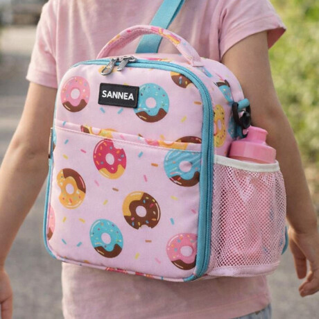 Lunchera térmica infantil con asa y correa ajustable Rosado