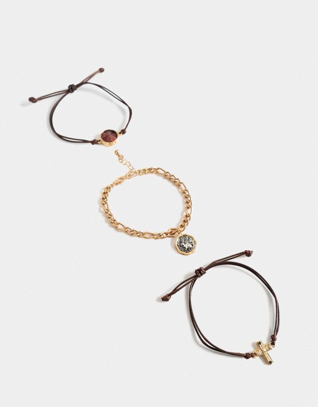 Pulseras Flexibles Sets Metal diferenciado Pulseras Flexibles Con Medallones - Dorado