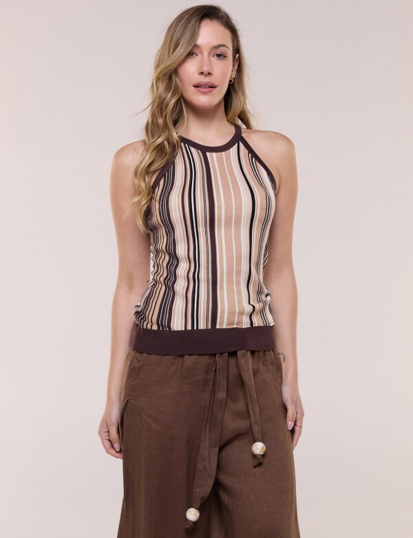 Musculosa Tejida Lineas MULTI/MARRON