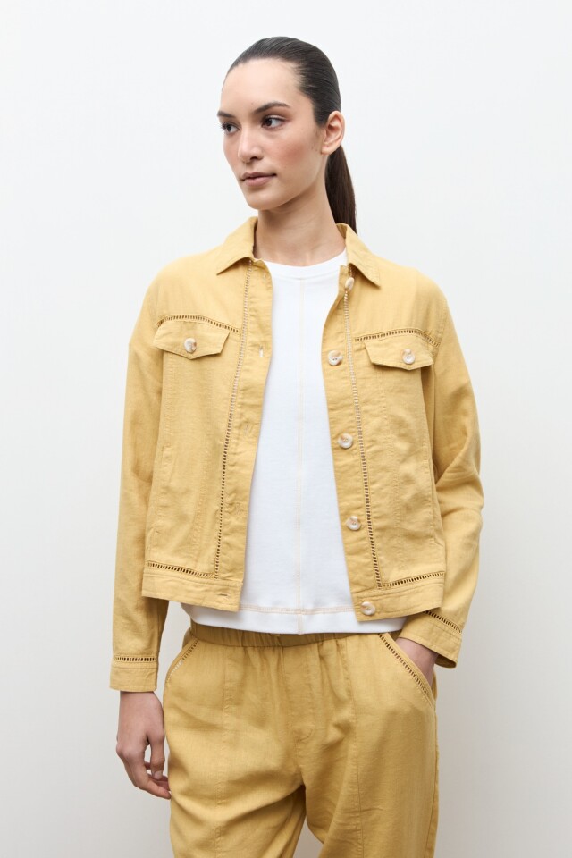 Chaqueta lino con vainillas maiz