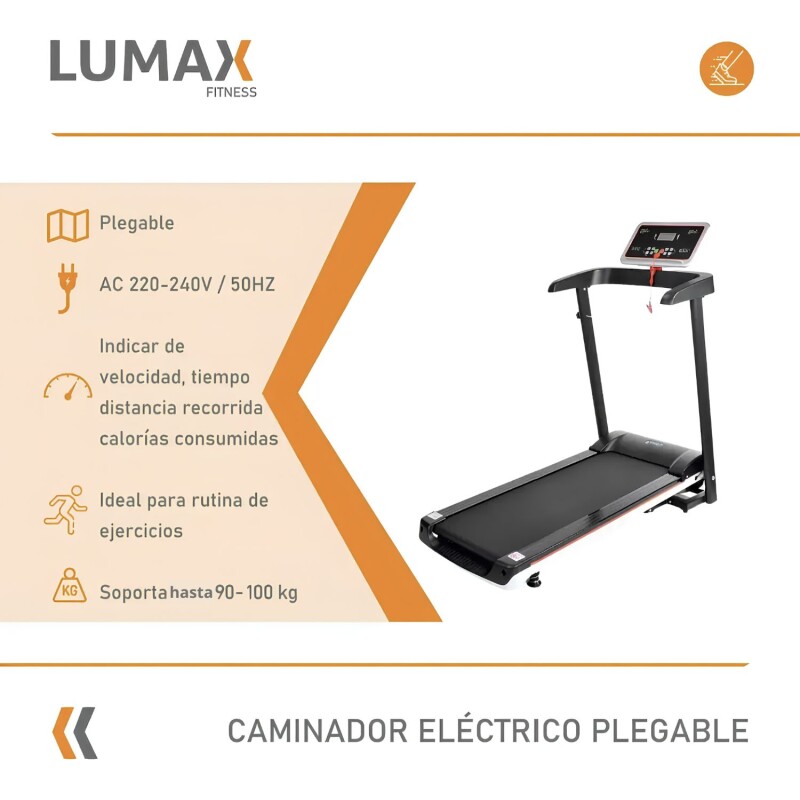 Caminador eléctrico plegable 2.0 HP modelo Ibiza Negro