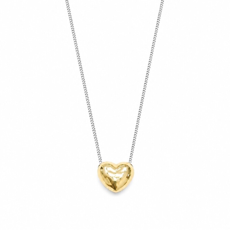 Conjunto cadena con colgante corazón plata y oro Conjunto cadena con colgante corazón plata y oro