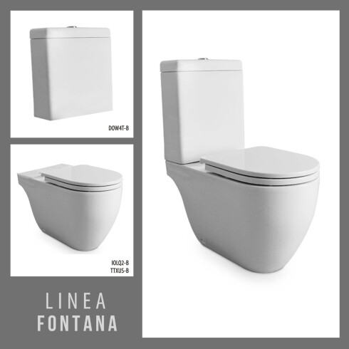Juego De Inodoro Con Mochila Touchless Y Tapa Linea Fontana Marca Ferrum BLANCO