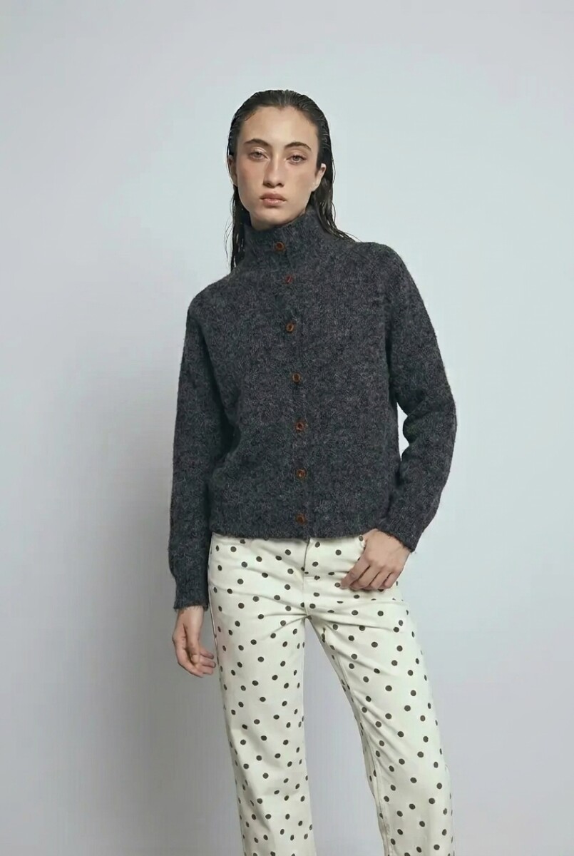 Cardigan abotonado - gris oscuro 