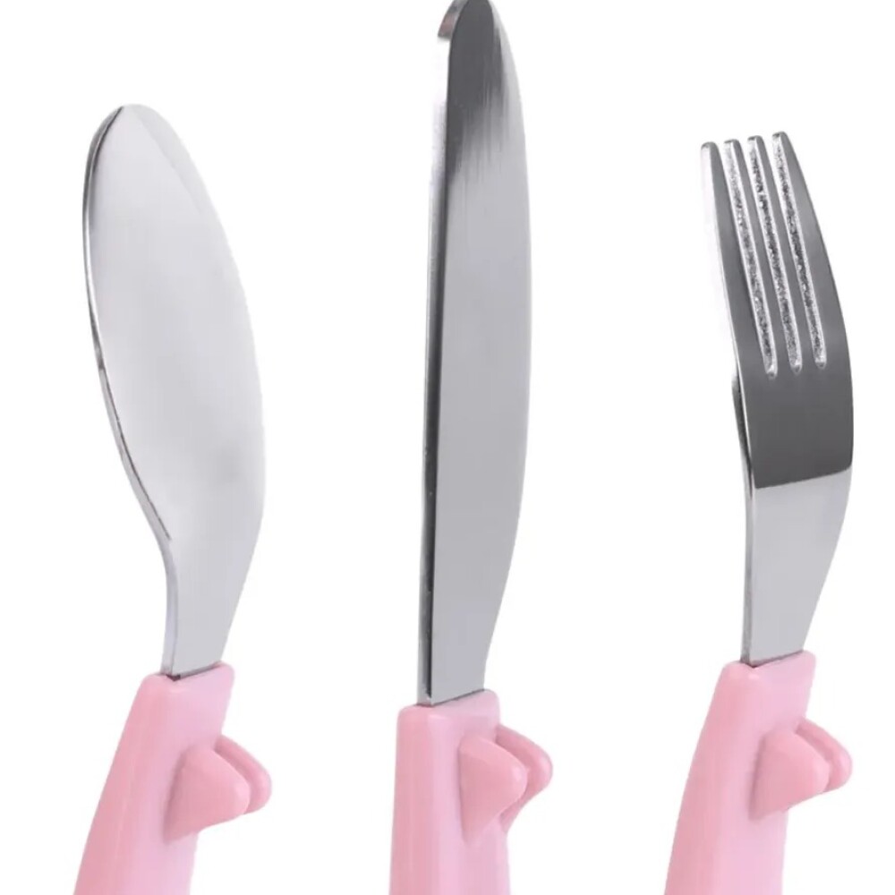 Set x3 cubiertos BUBA pastel rosado