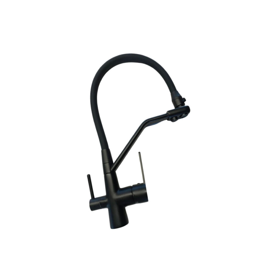 Griferia de Cocina Monocomando con Pico Curvo Negro Linea Zoe Griferia de Cocina Monocomando con Pico Curvo Negro Linea Zoe