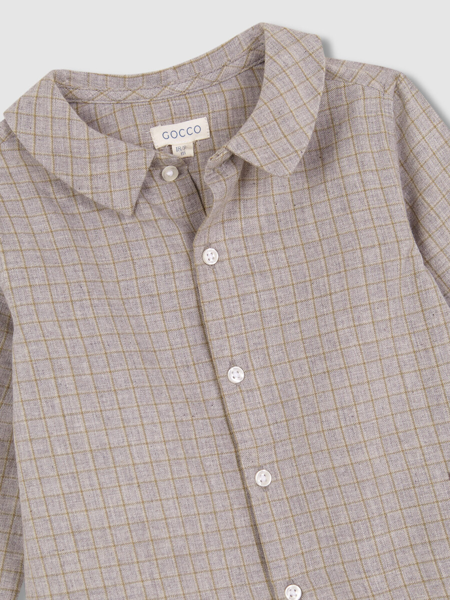 Camisa De Cuadros Gris Melange