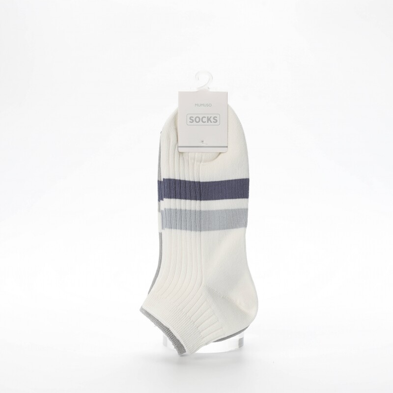 CALCETINES DE HOMBRE DE BAJO CORTE A RAYAS (2 PARES/BLANCO Y GRIS) CALCETINES DE HOMBRE DE BAJO CORTE A RAYAS (2 PARES/BLANCO Y GRIS)