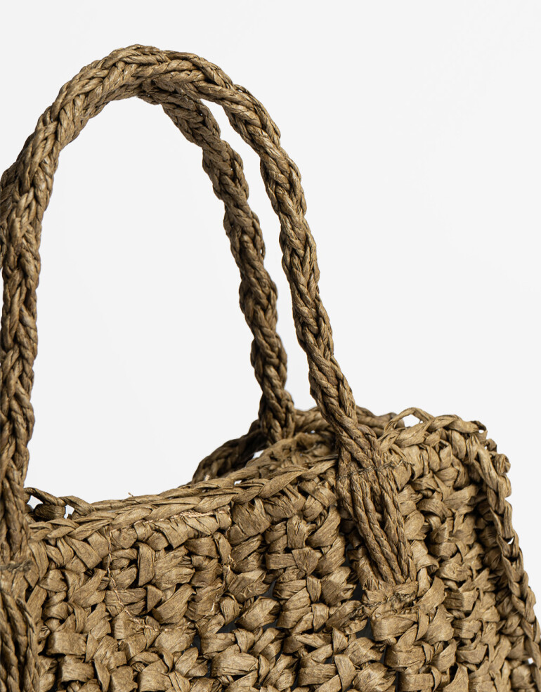 Complemento Marroquinería Basicos Cartera Efecto Rafia - Verde Medio