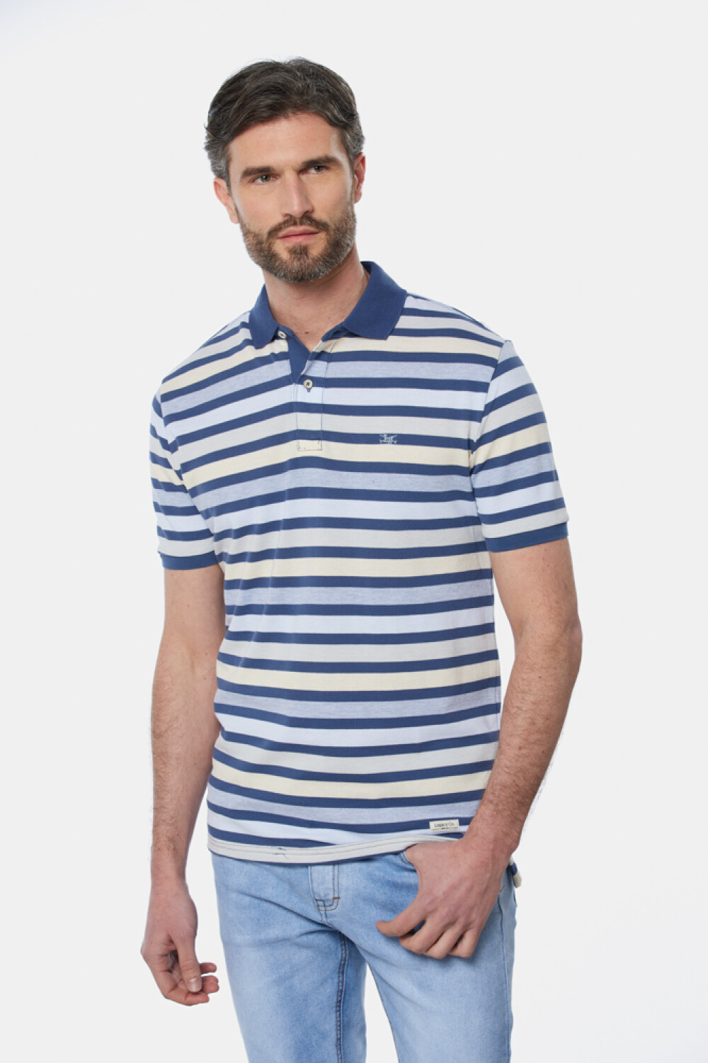 REMERA POLO RAYADA Azul