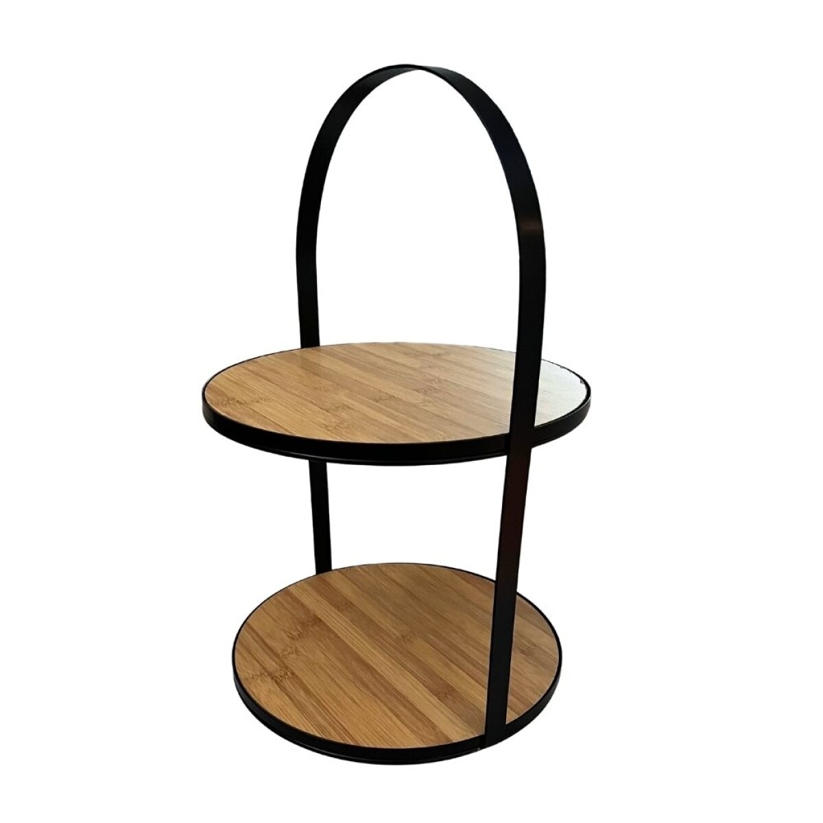 PLATO EXHIBIDOR 2 NIVELES 30.5x30x48CM BAMBOO/MET 