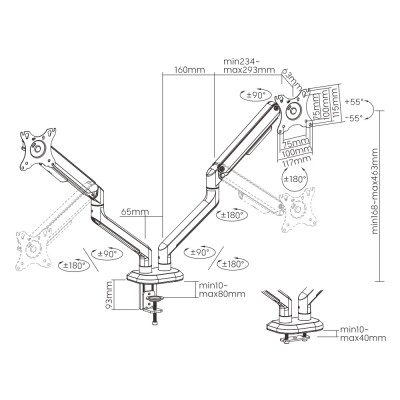 Soporte doble para monitor gaming hasta 32'' Soporte doble para monitor gaming hasta 32''