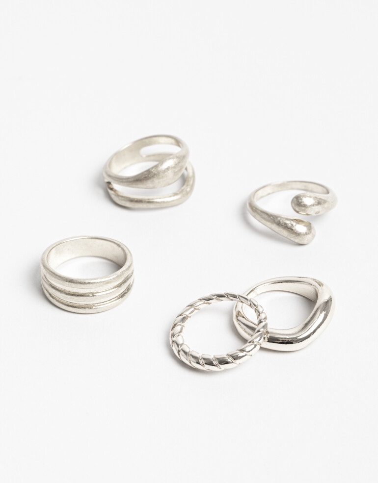 Sets Anillos Color Set De Anillos Mix Silver - Plateado Niquel