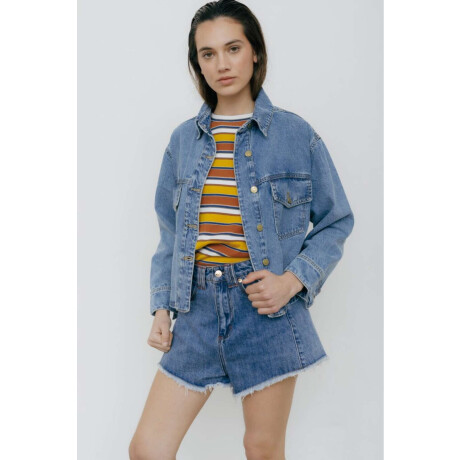 CAMPERA COURO JEAN SIMPLE Azul