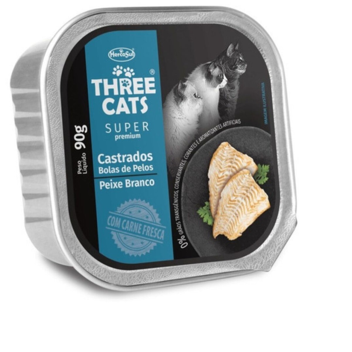 Pate Three Cats Castrados Pescado Blanco 90gr 