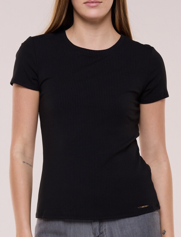 Remera Básica Ribs NEGRO