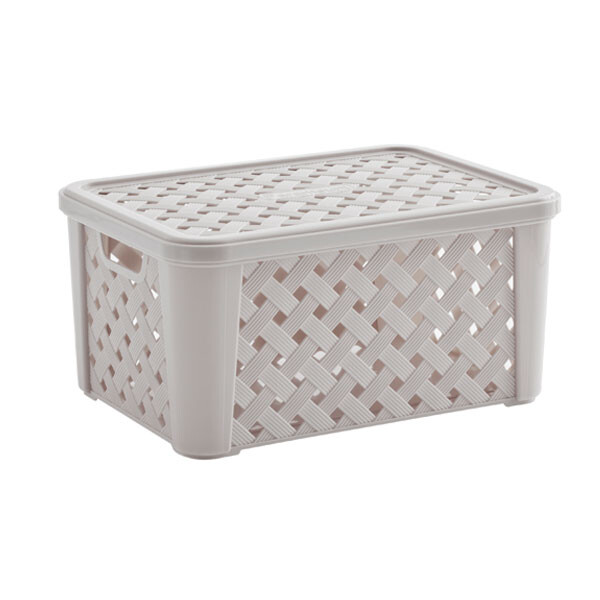 ORGANIZADOR RATTAN CON TAPA 35X25X17 CMS BLANCO BLANCO