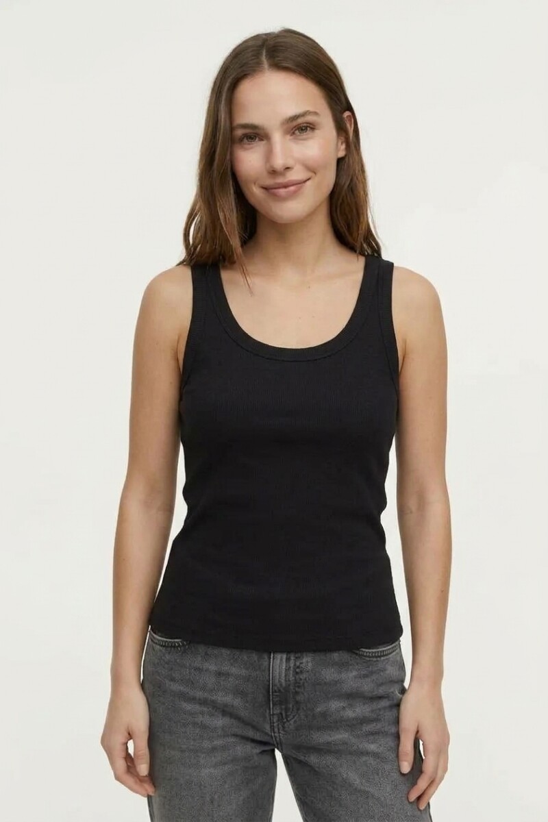 Musculosa en rib tirante finos NEGRO