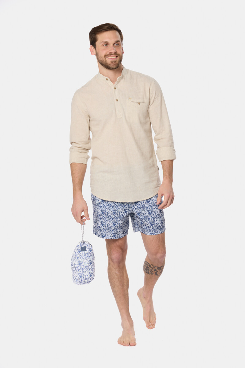 SHORT DE BAÑO ESTAMPADO - Azul 