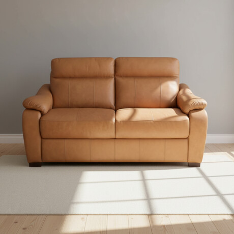 SOFA 2 CUERPOS CUERO-100-NATURAL MARRON LAURENT CAMEL